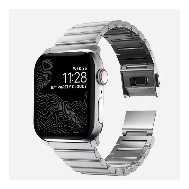 Band Nomad NM1A4HSXS0 for sport watch, stainless steel, silver, width 35 mm, 108.9 g
