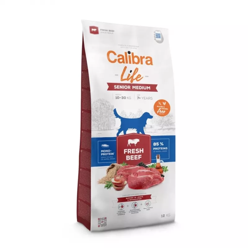 Dry dog food Calibra Life Senior Medium Fresh Beef 12 kg — for medium breeds, senior dogs, 26% protein, 12% fat