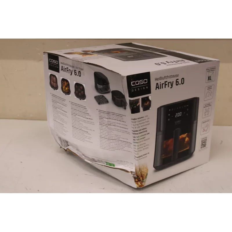 Caso Designer Air Fryer AirFry 6.0, Capacity 6 L, Black | Caso Designer Air Fryer | AirFry 6.0 | Power 1700 W | Capacity 6 L | Black | DAMAGED PACKAGING, SMALL DENT ON SI