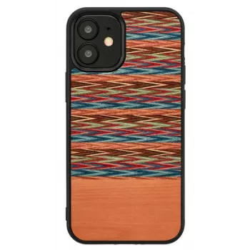 Phone case man and wood for iPhone 12 mini — brown check with black trim
