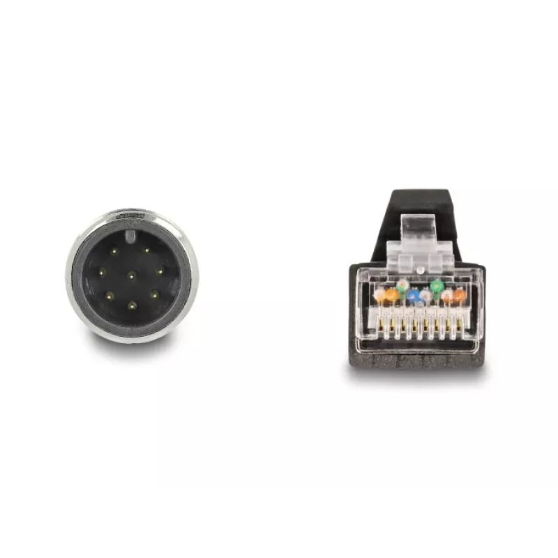 Network Cable DeLOCK M12 Cable A-coded 8 pin male to RJ45 male PUR (TPU) 1 m