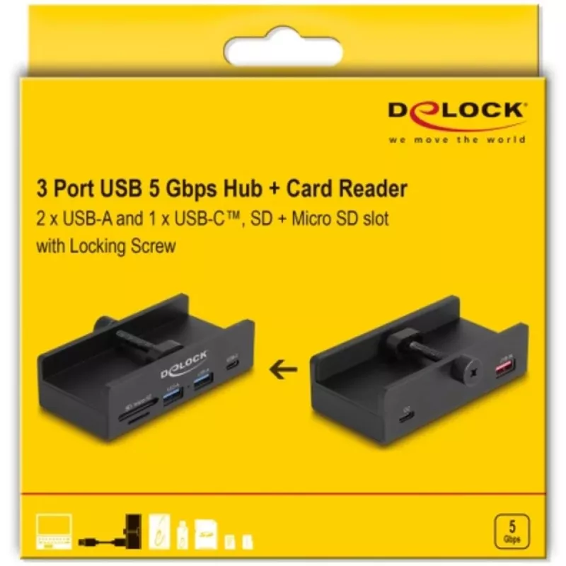 DeLOCK 64263 USB Hub Type-A 5000 Mbit/s Black