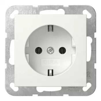 Flush-mount Schuko socket with mounting plate, Gira 444013, pure white