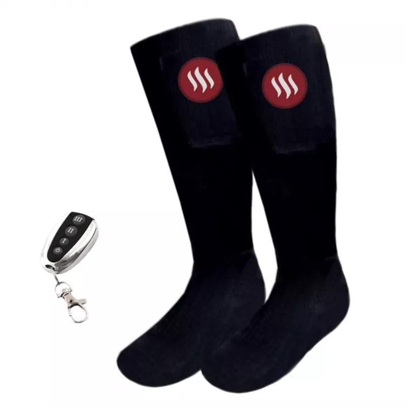 Athletic socks Glovii GQ2M with integrated heating element, size M, black, breathable, cotton-elastane blend