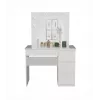 Dressing table set MIJAS, right-handed, top e shop — desk 98×76×51 cm, 4 drawers, LED mirror, white, height 1460 mm