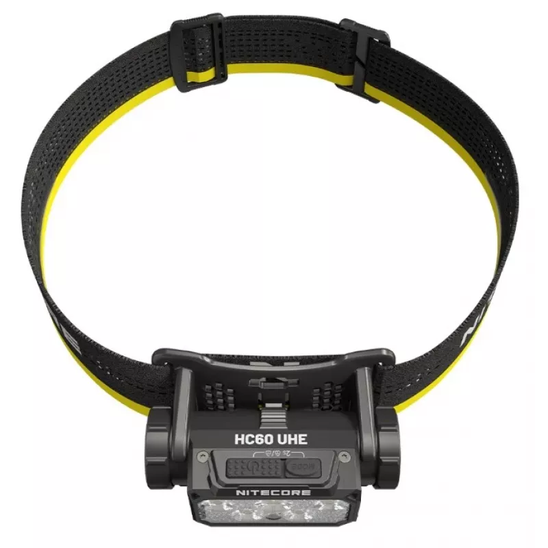 Headband flashlight Nitecore HC60 UHE with 4000 mAh battery, 6-LED, waterproof, shockproof, black/yellow