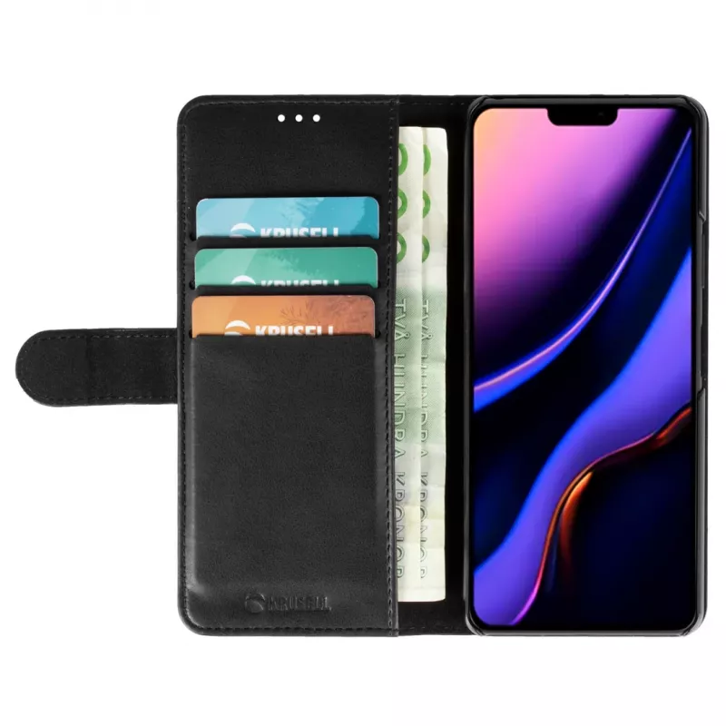 Phone wallet Krusell for Apple iPhone 12 Pro Max — black, folio case with card pocket