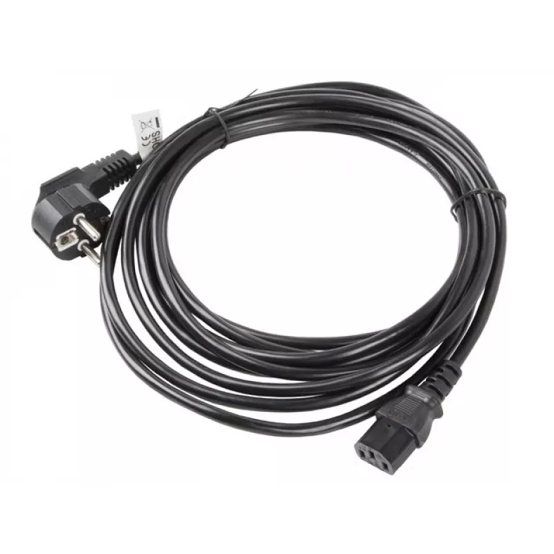 Power cable LANBERG CA-C13C-11CC-0050-BK — 5 m, C13 coupler to CEE7/7, angled C13