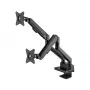 Manhattan Dual Desk Mount for TV & Monitors (Full Motion Gas Spring) with built-in Dock, For screens to 27 inch, Ports (x7): Ethernet,HDMI (x2),USB-A (x3) and USB-C,Power Delivery (100W) to USB-C Port (Separate USB-C wall charger/cable needed),VESA: 75x75 and 100x100mm