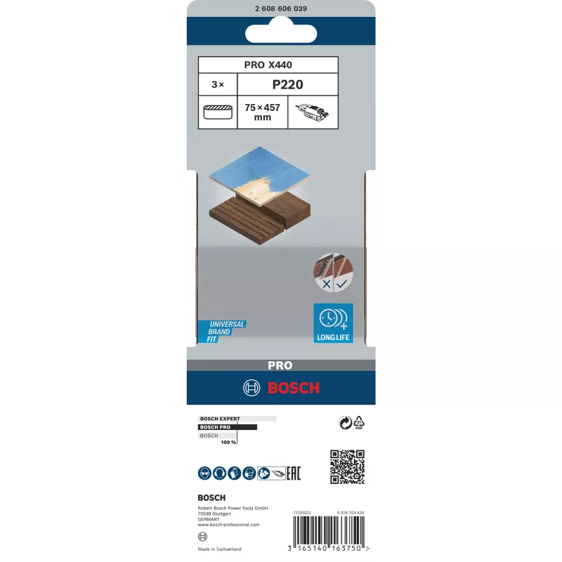 Best for Wood Sanding belt for wood 3 pieces grain 220 75 mm x 457 mm