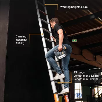 Telescopic ladder Batavia B.V. Giraffe AIR 3.81 m, compact extendable aluminium ladder