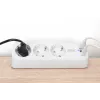 Power strip DIGITUS 3-way with 2×USB-A and 1×USB-C, 3 AC outlets Type E/F, 1.5 m cable, white