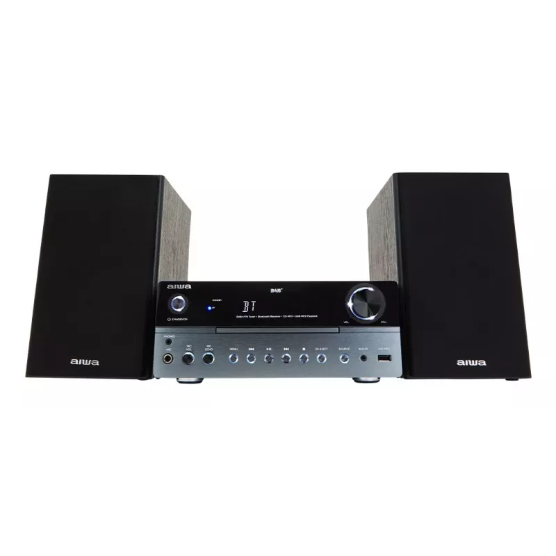 Home audio micro system Aiwa MSBTU-700DAB — 25W RMS, DAB+/FM, Bluetooth 10m, tray CD, LED display, Black/Arctic blue