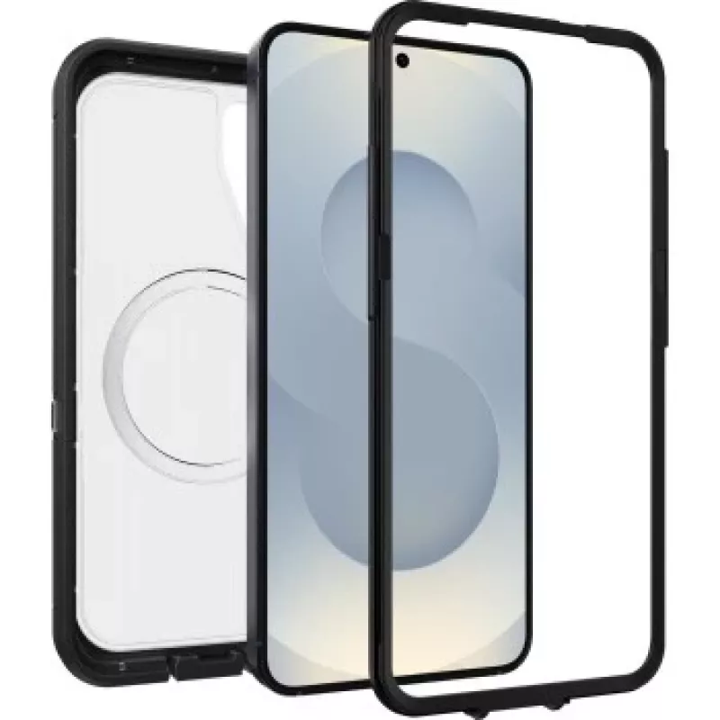 OtterBox Defender XT Clear Magnets Case, Samsung Galaxy S25, Clear/Black