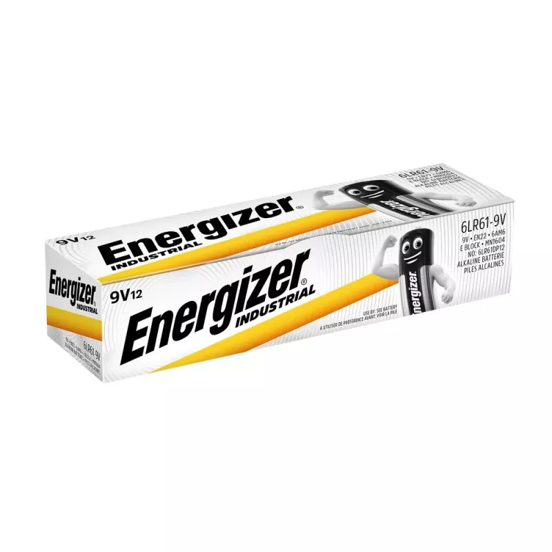 Energizer 9V PP3 Industrial Alkaline Batteries, 12 Pack