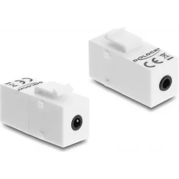 Keystone module DELOCK stereo jack female 3.5 mm 4‑pin to stereo jack female 3.5 mm 4‑pin white