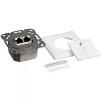 Logilink - Connection Socket, Flush-Mount - RJ-45 X 2 - RAL 9003, Signal White (NP0123)