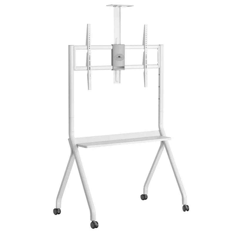 Floor TV stand MACLEAN MC-114 W for displays 55 inch–100 inch, white, VESA up to 900x600, max load 120 kg, height 115–152 cm, shelf