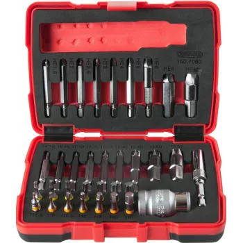 Screw extractor set ks tools 150 1/4 inch 10 mm 34-piece for damaged and rounded screws