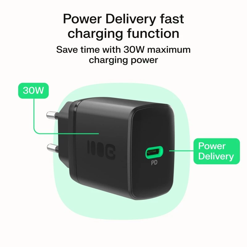 Power adapter Green Cell PowerSource Solo30 30W Black — USB-C single‑port charger