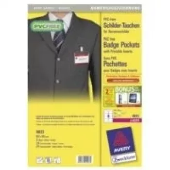 Identity badge holder AVERY 4823, transparent, 90 × 60 mm, pack of 24