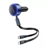 Car charger Vention FFOB0 30W with USB‑C to Lightning cable, 30 W output for iPhone charging