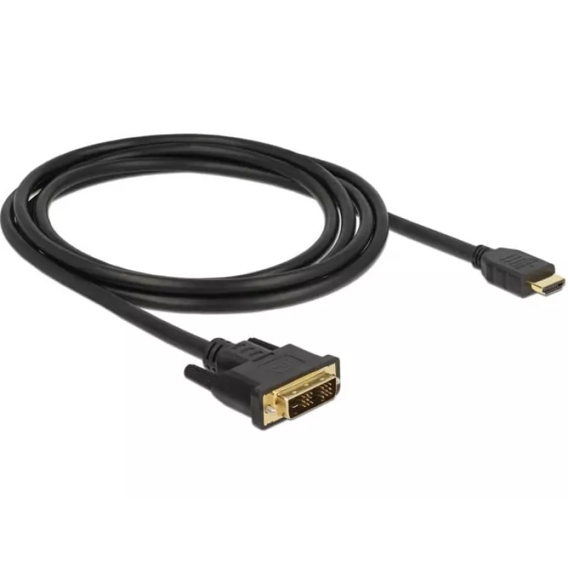 DeLOCK - Video Cable - Single Link - HDMI / DVI - DVI-D (M) to HDMI (M) - 2 m - Triple Insulation - Black - Thumbscrews