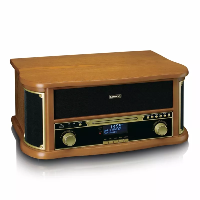 Lenco TCD-2571WD Turntable 10W Wood 1 Deck DAB FM Bluetooth