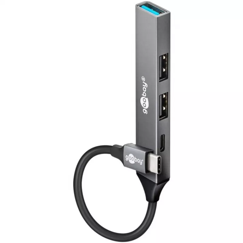 Goobay Slim 4-Port USB-Hub, USB-C™ auf USB-C™/USB-A, USB 3.2 (74459)