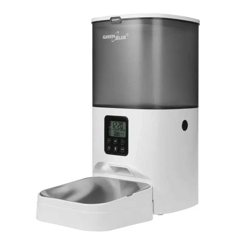 GreenBlue GB393 Automatic Pet Food Dispenser, 6 L, USB 5V/1A, White