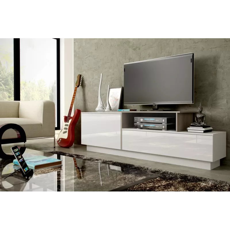 Cama TV cabinet SIGMA 3 180 white/white gloss + sonoma oak