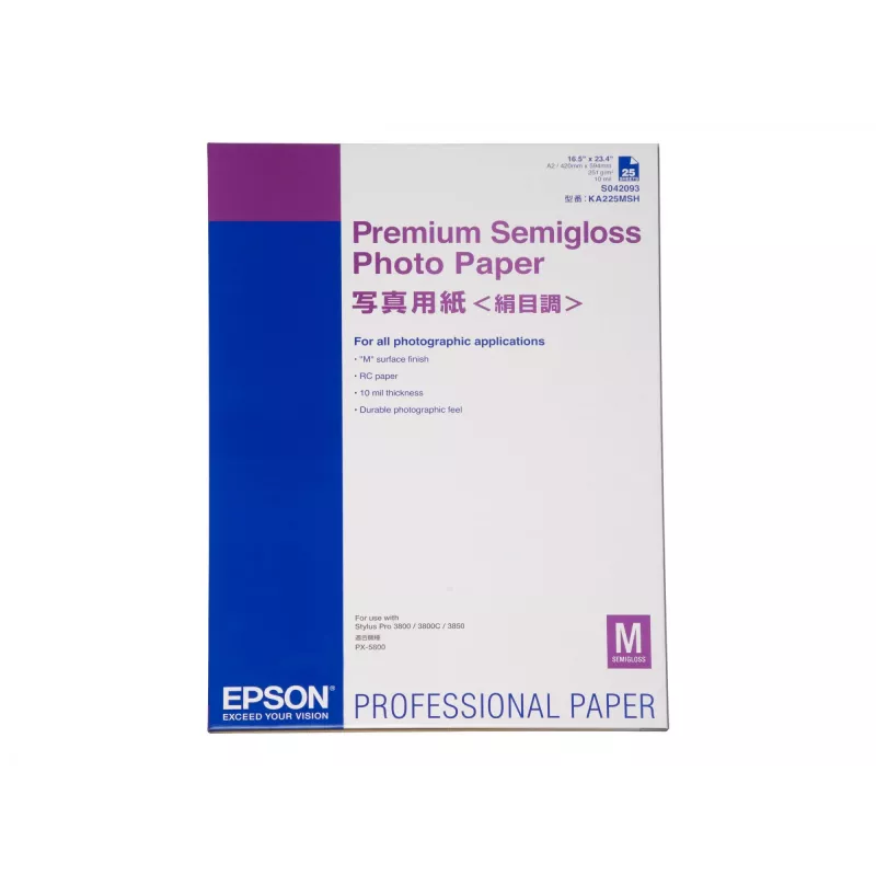 Epson Premium Semigloss Photo Paper, DIN A2, 250g/m², 25 Sheets