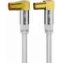 Goobay TV Antenna Cable (135 dB Type), 4x Shielded, 10 m, White - Gold-Plated, Koax-Socket 90° > Coax Plug 90° (70450)