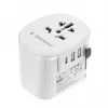 Travel adapter GEMBIRD TPA-EU2A1C15-01-W — 15W, Type E plug, 2× USB-A + 1× USB-C, 100–250V