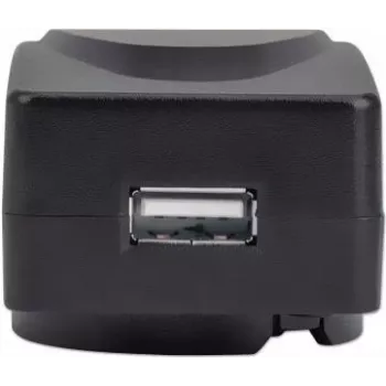 Manhattan Mains USB-A Mobile Device Charger with UK/EU/USA adaptors, Smartphone Charger, Mains Adaptor interchangeable, Three Year Warranty, Black