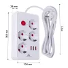 Power strip MACLEAN MCE392 W — 4 F sockets, 3×USB A, 110–240V, 2.1A max, 2500W, 1.5 m cable, white