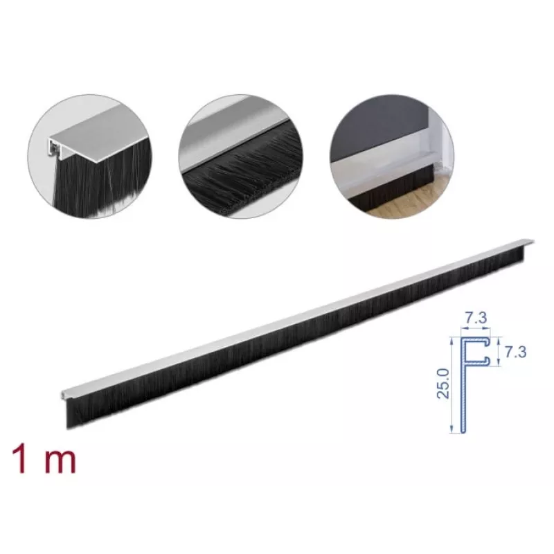 Brush strip DeLOCK 66652 40 mm with aluminium profile angled