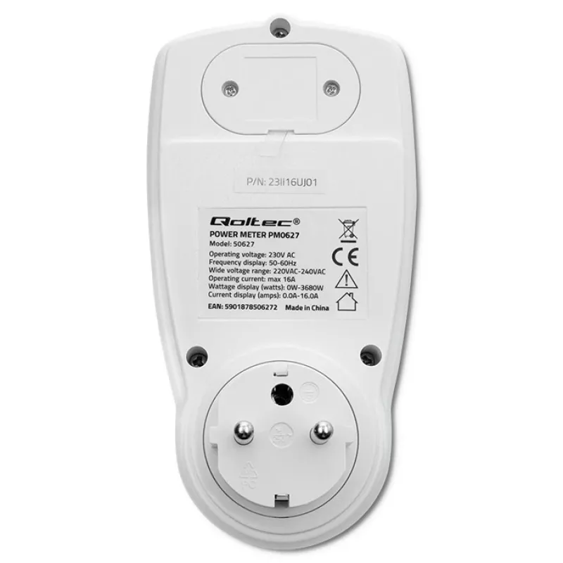 Power meter QOLTEC PM0627 3680W with history — QOLTEC PM0627 3680W