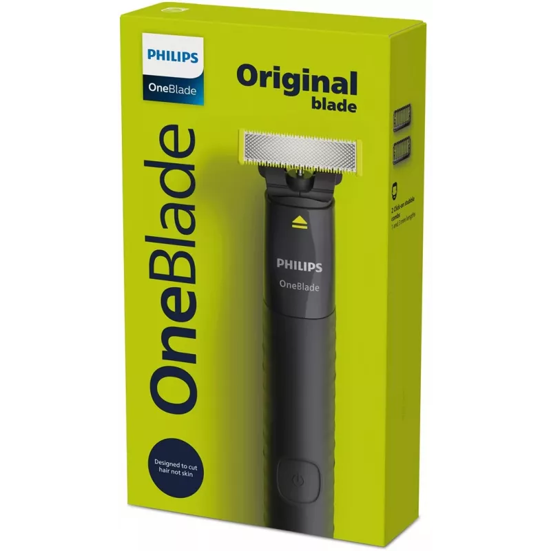 Foil shaver and trimmer Philips OneBlade QP1424/10 — charcoal, battery-powered, 30 min runtime, beard combs