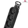Power extension MACLEAN MCE225 — 1.5 m cable, 6 Type F AC outlets, indoor, black