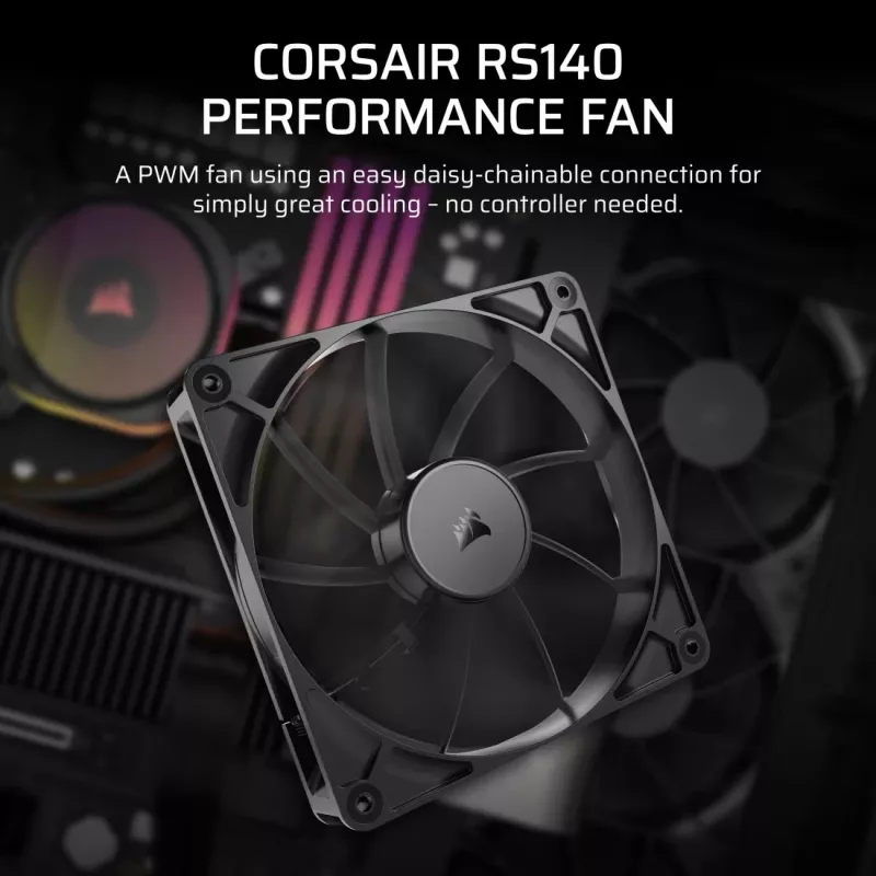 Fan Corsair RS140 14 cm Black 330-1700 RPM 0.11-3.46 mmH2O