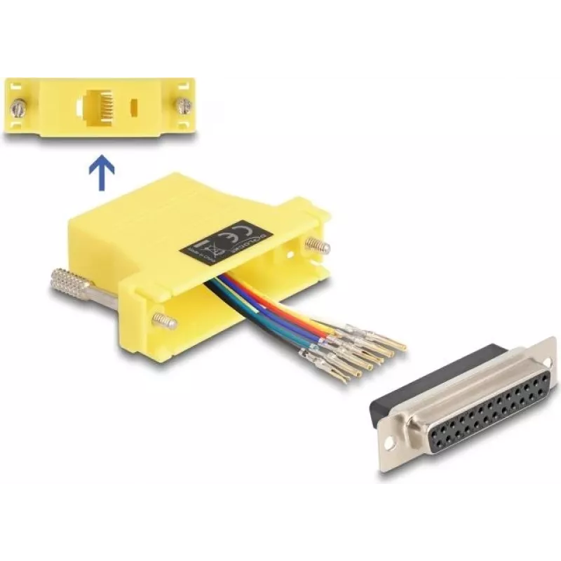DELOCK D-Sub 25 pin female to RJ12 female assembly kit, yellow