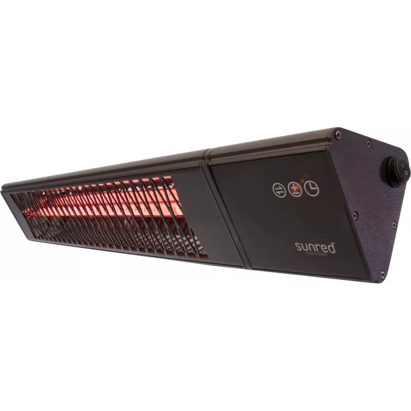 Infrared heater SUNRED PRO25W-SMART, wall-mounted triangle dark, 2500 W, black, IP55