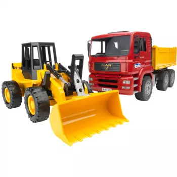 Construction truck with articulated road loader BRUDER, ABS, for ages 3+