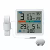 Thermometer‑Hygrometer MANTA MTO002W with external sensor (150 cm), indoor 0–+50°C, outdoor -40–+70°C, humidity 20–95% RH, comfort indicator, clock