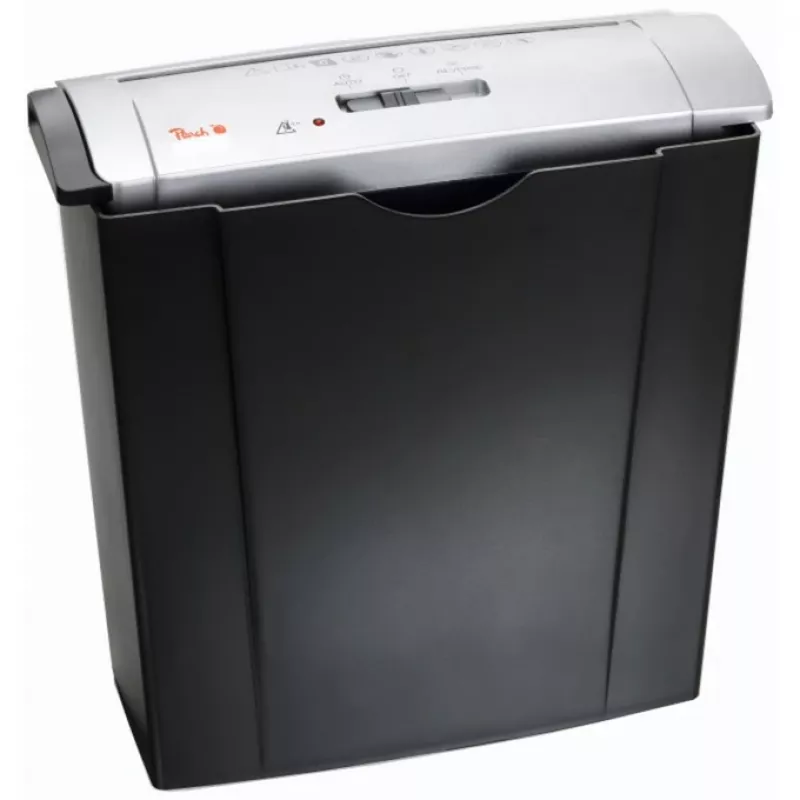 Paper shredder PEACH PS400-02, strip shredding, 22 cm working width, 7 mm cut, black/silver