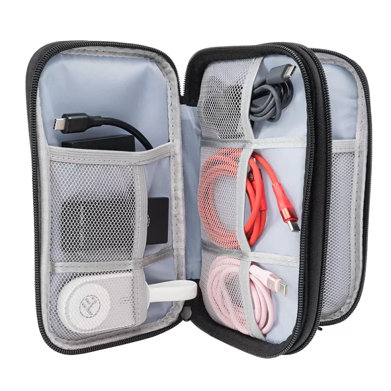 Cable organiser pouch Tellur TLL193011 — compact travel case for chargers, cables, adapters, black