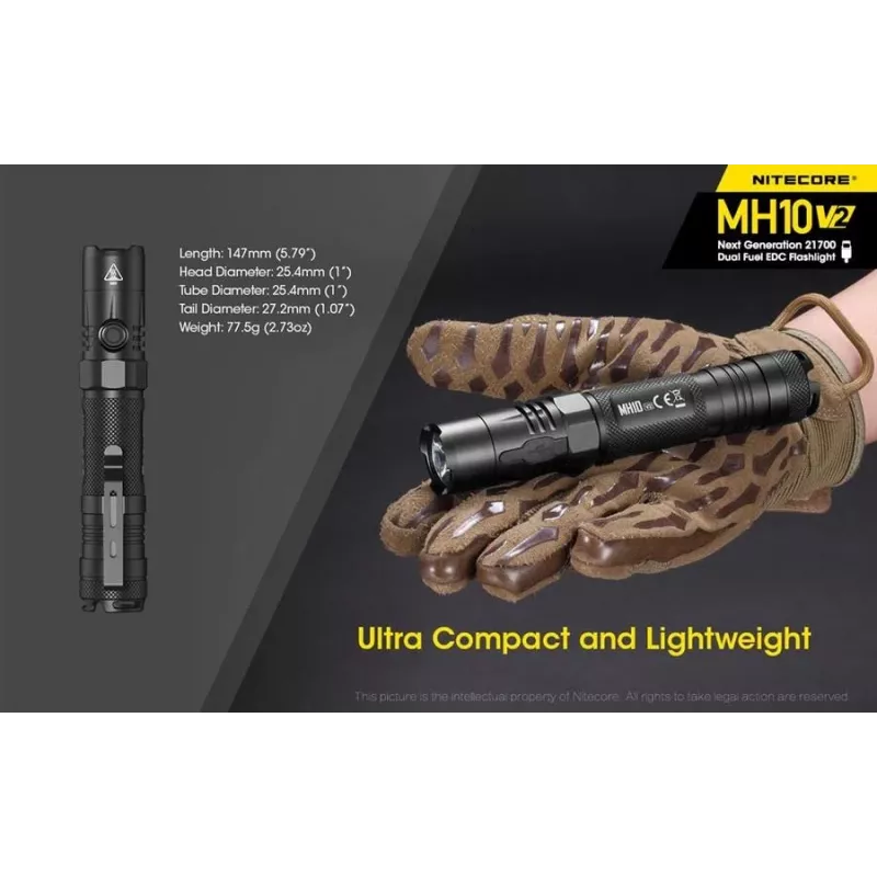 Hand flashlight Nitecore MH10 V2 Black