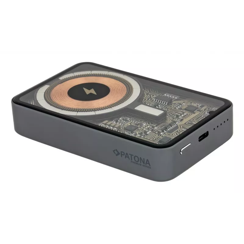 Patona Premium Clear 3.0 power bank 9992, 10000 mAh, PD 20W, MagSafe 15W, USB-C, grey