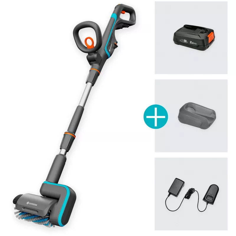 Electric patio cleaner GARDENA 14841-20 battery powered green grey orange